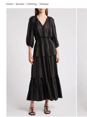 Rails Caterine Stripe Tiered Linen Blend Maxi Dress